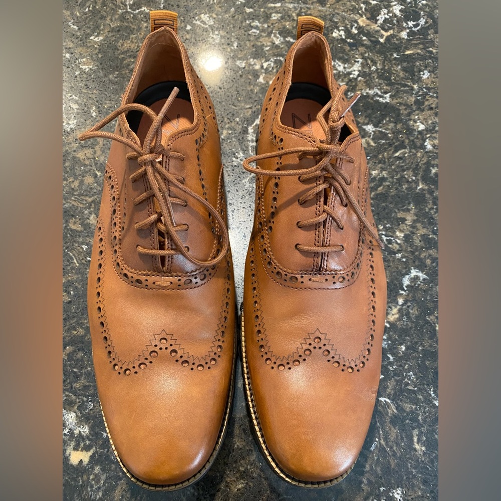 Cole Haan Mens wingtip Leather Oxford shoes brown size 12 grand zero